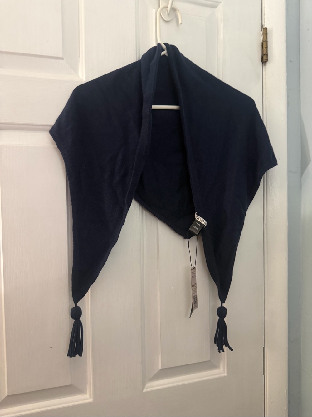 NIC+ZOE Dark Indigo Knit Tassel Wrap Scarf One Size NWT